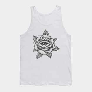 Tattoo with Human Eye inside a Rose flower Tank Top